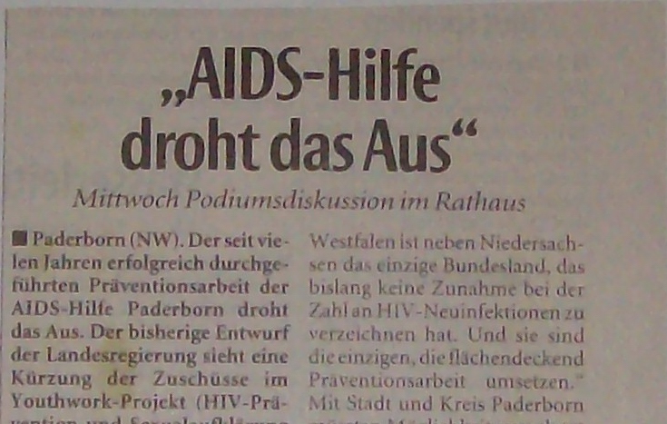 Zeitung: AIDS-Hilfe droht das Aus