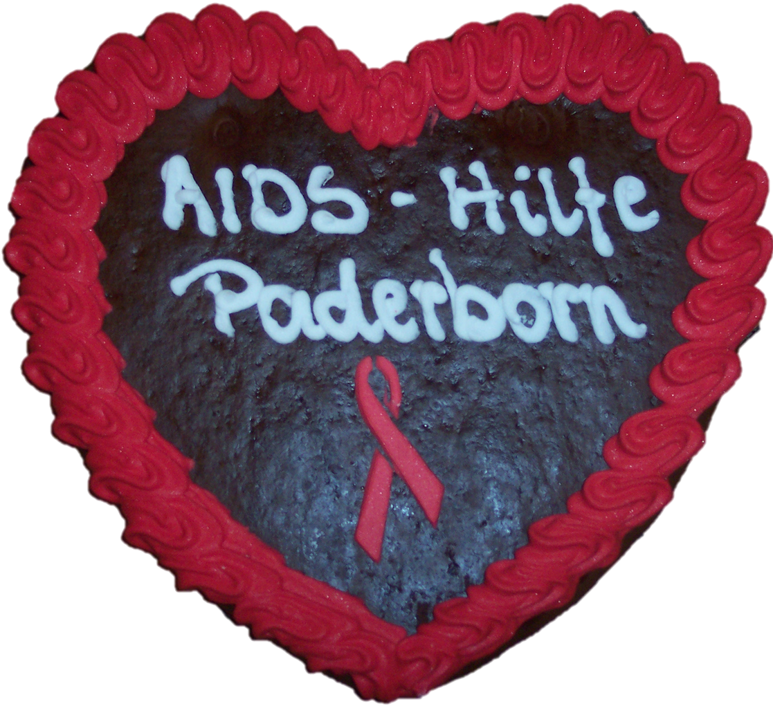 Lebkuchenherz mit Aufschrift AIDS-Hilfe Paderborn